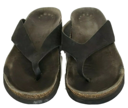 Mephisto Thong Sandal black leather Flip- Flops WOMENS size 6.5 / 37 - £12.02 GBP