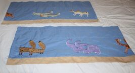 Kidsline Noahs Ark Starry Night Valances Animals Giraffe Elephant Fox Bl... - $19.55 CAD