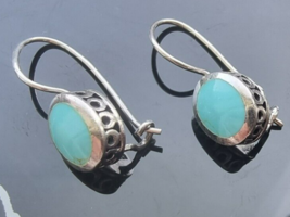 Vintage 925 Sterling Silver Turquoise Earring - £21.18 GBP