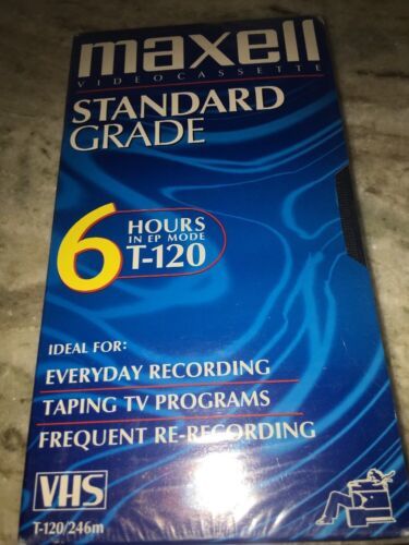 Maxell VHS Blank Video Cassette Standard Grade T-120 6 Hour EP Mode New ... - $8.97