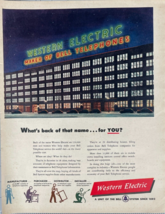 Western Electric 1948 Magazine Print Ad Maker of Bell Telephones Neon Lights - $14.45