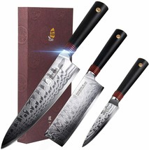 TUO TC0314D Set of 3 Damascus Japanese steel Kitchen Knives with Gift Box - £202.83 GBP
