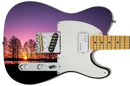 Guitar Skin Axe Wrap Re-skin Electric Vinyl Sunrise Sunset Beyond the Po... - $45.49
