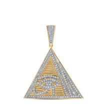 10kt Yellow Gold Mens Round Diamond Pyramid Eye Ra Charm Pendant 1-7/8 Cttw - £1,769.24 GBP