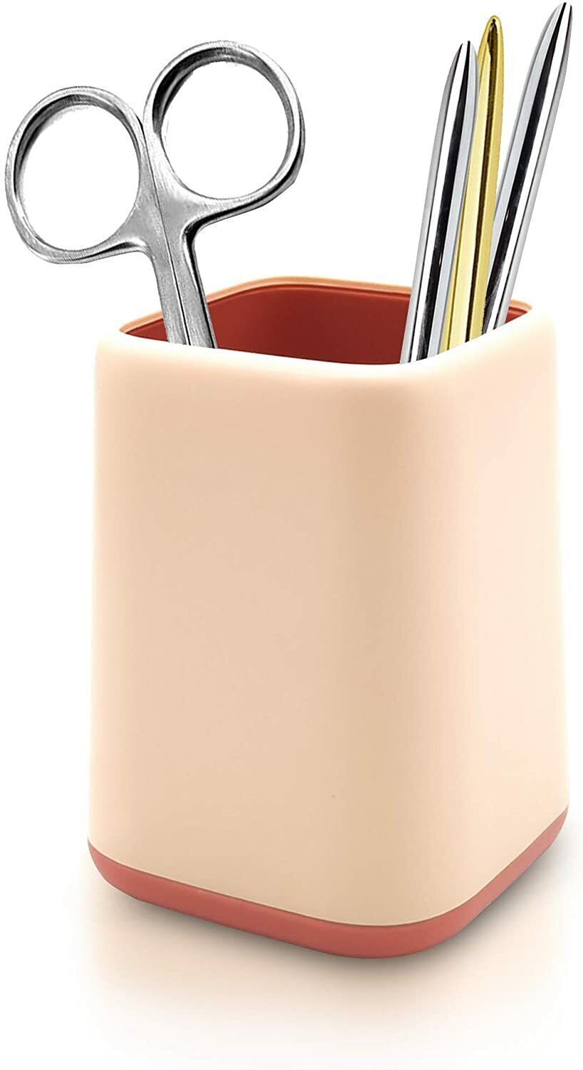 Pen Holder, Two-Tone Cute Pencil Cup Makeup Brush Holder, Durable - Beig... - $8.90