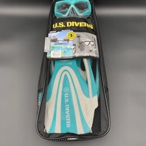 U.S. Divers Sideview Adult Snorkeling Set Teal Mask Snorkel Medium Fins New - £34.58 GBP