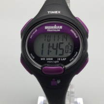 Timex Ironman Triathlon Watch Women Indiglo Black Purple 10 Lap New Battery f25 - £19.56 GBP