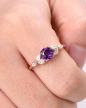 1Ct Round Cut CZ Amethyst Solitaire Engagement Ring 14K Rose Gold Plated - £88.46 GBP