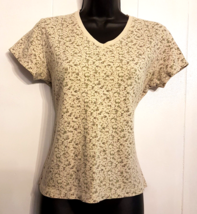 Faded Glory Green Floral T Shirt Shaped Tee size Small Cotton Blend Knit... - $11.82
