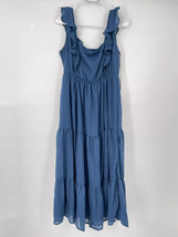 Penelope Rose Maxi Dress blue Ruffle Tiered Cottage Core Prairie Line Size Large - $26.17