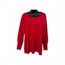 Chico&#39;s Sweater XXL Red Rayon Blend Knit Tunic Scoop Neck Pullover Holiday - €13,11 EUR
