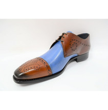 Derby Handcrafted Dual Color Semi Brogue Genuine Leather Lace Up Formal Shoes - £119.89 GBP