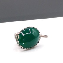 Vintage Chrysoprase Oval Cabochon Tie Tack, Jade Green Stone, Mens Occasion - £39.72 GBP