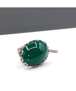 Vintage Chrysoprase Oval Cabochon Tie Tack, Jade Green Stone, Mens Occasion - £39.74 GBP