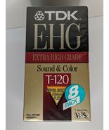 TDK E-HG Extra High Grade Sound &amp; Color T-120 Blank VHS Tapes 8 Pack NEW - $75.74