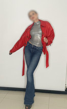 Luxury 1980s Designer Red Leather Jacket Tie Waist - €570,29 EUR