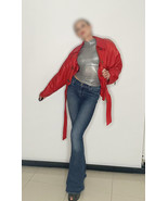 Luxury 1980s Designer Red Leather Jacket Tie Waist - €570,29 EUR