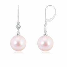 ANGARA Akoya Cultured Pearl Round Drop/Dangle Earrings in 14K Gold (AAAA, 7MM) - £531.08 GBP