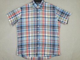 GH Bass &amp; Co Shirt Mens Large Orange Plaid Short Sleeve Button Up Casual Camp - £13.22 GBP