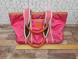 REVERSIBLE MINI COACH HAMPTON TOTE HANDBAG PINK FABRIC 1893 ORANGE &amp;BROW... - $964.55 MXN