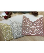 50pcs glitter Pocket Invitations cards,Laser Cut Wedding invite Cards,in... - $93.74 CAD