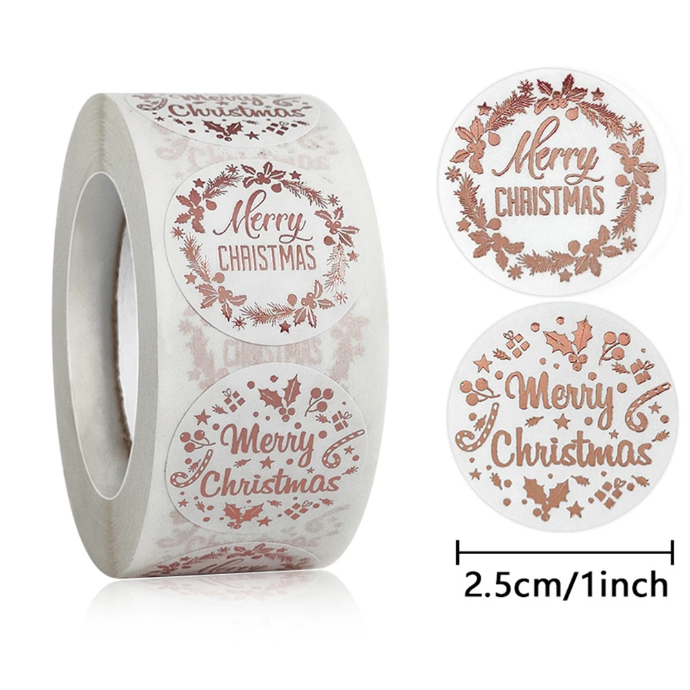 Sporting 100-500pcs Rose Gold Merry Christmas Stickers Self-adhesive Holiday Sti - £23.90 GBP