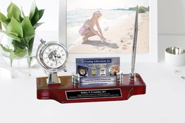 Executive Business Card Holder Name Plate Engraved Desk Clock Custom Nam... - $134.99