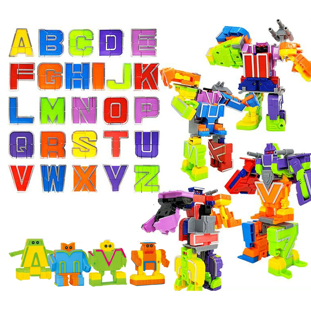 26PCS Aphabet English Letter Toy Robot Transformation DIY Montessori STEM - £17.30 GBP+