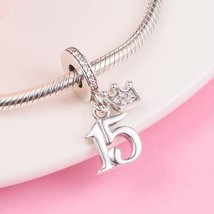 2021 Autumn Release 925 Sterling Silver 15th Birthday Dangle Charm With CZs - £14.06 GBP