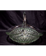 Vintage TIARA 10&quot; x 13&quot; Glass Basket DIAMOND POINT Applied Handle Is Mar... - $31.47