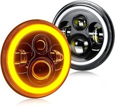 7 Inch Round LED Headlights with DRL H6024 White Halo Jeep Wrangler Hummer H1 H2 - £46.53 GBP