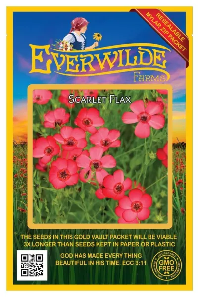 1 Oz Scarlet Flax Wildflower Seeds Farms Mylar Seed Packet Fresh Garden - £13.99 GBP