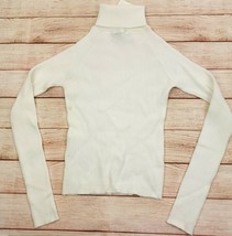 Pull &amp; Bear White Ribbed Turtleneck Sweater Size S White Long Sleeve - £6.71 GBP