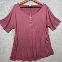 Sew In Love Womens 2X Mauve Button-Front Short Sleeve Tunic Top Rayon/Sp... - $291.89 MXN