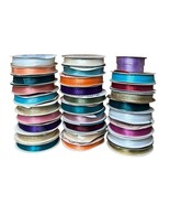 Lot Of 29 Vintage Spools Offray Wrights Polyester Ribbon 3/8&quot; &amp; 1/4&quot; Solids - $39.59