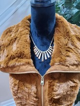 Marc New York Womens Golden Faux Fur Sleeveless Full Zipper Pockets Vest Large - £59.95 GBP