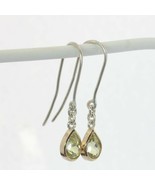 Yellow Mali Garnet Pear 18K Yellow Gold Sterling Chain Hook Earrings Des... - $212.80