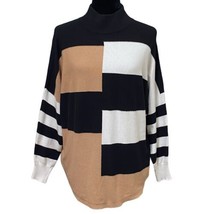 Aaeda Colorblock Knit Sweater Top Dolman Sleeve Mock Neck Stretch Size M... - £12.58 GBP