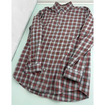 LL Bean Men Shirt Long Sleeve Wrinkle Resistant Gray Tartan Plaid Large Tall LT - £15.54 GBP