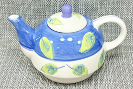 Royal Norfolk Ceramic Mini Teapot For One Vintage Kettle Blue White w Le... - $9.87