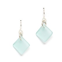 Sea Glass Delicate Diamond Earrings Ocean Beach Earrings for Women using recycle - £38.65 GBP