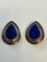 Sterling Silver and Lapis Lazuli Stone Pierced 1” Earrings 5.3g - $555.09 MXN