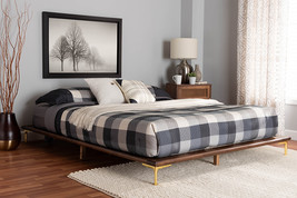 Windsor Walnut Brown and Gold Metal King Size Bed - $4,392.08 MXN