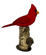 CARDINAL BIRD on NATURAL LOG BASE – Hand Carved PA Dutch Folk Art - €154,08 EUR