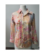 Lauren Ralph Lauren Multi Color Pastel Paisley Print Boho Button Up Size... - $28.00