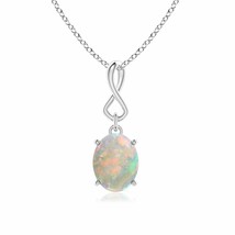 ANGARA 9x7mm Natural Opal Dangle Pendant with Infinity Loop Bale in Silver - £181.50 GBP+