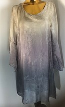 LOLA TALY 3/4 Sleeves Double shade Light Brown/Charcoal Sheer Cute Blous... - $9.89