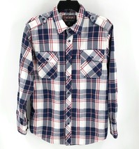 Blac Lacquer Mens Shirt Size Medium Plaid Navy Blue Red Button Up Shirt ... - £12.39 GBP