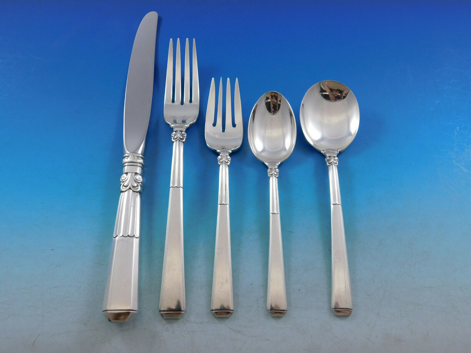 Epic by Gorham Sterling Silver Flatware Set for 12 Service 65 pieces Deco Dinner - $5,791.50