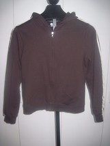 Sjb Active Ladies Brown Zip HOODIE-M-GENTLY WORN-COTTON/POLYESTER-STRIPE Sleeve - £5.42 GBP